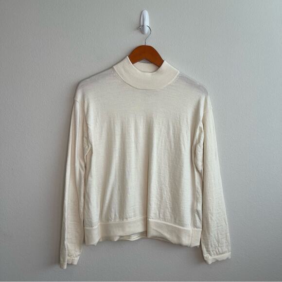 Banana Republic Adoro Merino Wool Mock Neck Sweater in Ivory M - Picture 3 of 8